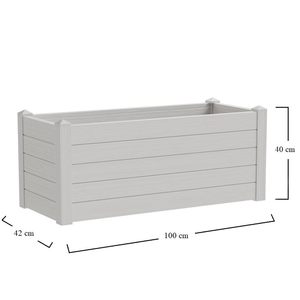 Vaso rettangolare esterno da 100L in resina 100x42x40cm bianco/grigio con piedini regolabili vasi da fiori e fioriere - Product Image 2