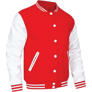 แจ็คเก็ตเบสบอลคุณภาพพรีเมียมแบบวาร์ซิตี้ ผ้าแคนวาส แขนยาว สีตามสั่ง โลโก้ด้านหน้าตามสั่ง สำหรับผู้ชาย - Product Image 3