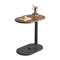 Table d'appoint en bois en forme de C avec structure en acier pour canapé-lit, table d'appoint étroite pour petits espaces, design moderne, facile à nettoyer, table pour ordinateur portable