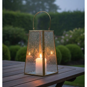 Finest Quality Gold Metal & Glass Lantern Candle Holder Modern Decorative Vintage Hanging <b>Tabletop</b> <b>Display</b> For Indoor Events - Product Image 6