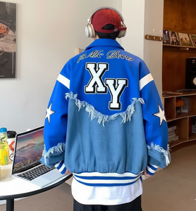 Nouvelle veste zippée à capuche matelassée patchwork, ample, décontractée, pour le travail, écologique, respirante, pour homme, manches longues, en laine peignée sur le devant - Product Image 2