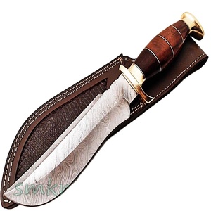 Cuchillo Bowie de Supervivencia y Caza, Hecho a Mano con Acero de Damasco y Mango de Madera de Palisandro, Duradero, OEM (smk1701), Garantía de 3 Años - Product Image 1