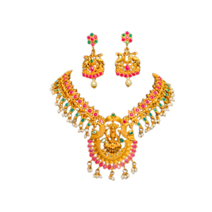 Juego de pendientes de collar de diseño elegante con juego de pendientes de collar de estilo moderno chapado en oro de 22K a la venta por exportadores - Product Image 2