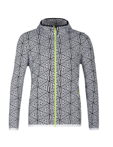 Unisex Geometric Print Polypropylene Jacket With Stand-Up Collar And Zipper Closure Breathable Design For Adults - Product Image 1