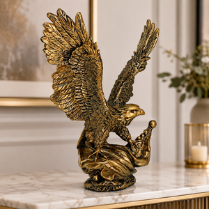 <span class=keywords><strong>Figurine</strong></span> en résine Aigle rétro en bronze aux ailes écartées avec base en coquillage, Statue de faucon pour bureau, salon, succès professionnel, décoration intérieure - Product Image 4
