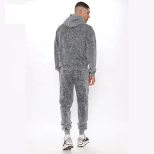 Survêtements confortables pour hommes, lavage à l'acide, vêtements de course légers en vrac, motif uni, taille plus - Product Image 6