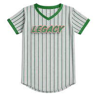 Jersey de Béisbol Gris Legacy, Ropa de Hermandad Griega, Jersey Deportivo Rosa y Verde para Mujer, Transpirable, 100% Malla