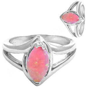 Sterling <b>Silver</b> Pink <b>Opal</b> Statement <b>Ring</b> for Women's Fashion Jewelry - Product Image 1