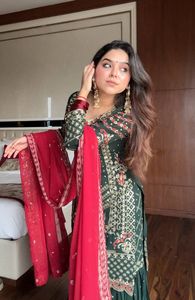 Faux Georgette Suit with Elegant Embroidery Work on Front and Back <b>Both</b> Sides Perfect Party Festive and Wedding Wear Collection - Product Image 6