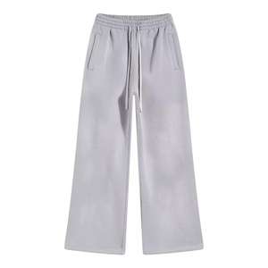 Pantalons pour hommes délavés Streetwear 100% coton délavés à l'acide pantalons de jogging évasés en polaire pour hommes pantalons de survêtement évasés à jambe large imprimés bouffants personnalisés - Product Image 5