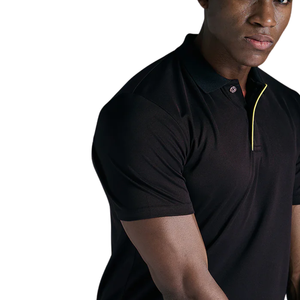 เสื้อโปโลสีดำสำหรับผู้ชาย แต่งสีเหลือง ดีไซน์ทันสมัย เนื้อผ้าฝ้ายใส่สบาย เหมาะสำหรับออกกำลังกาย เล่นกีฬา และสวมใส่ลำลอง - Product Image 6