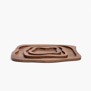 Plateau en bois et métal de luxe, décoration de luxe pour la maison, grand plateau rond en bois massif avec poignée pour plateau en bois - Product Image 5