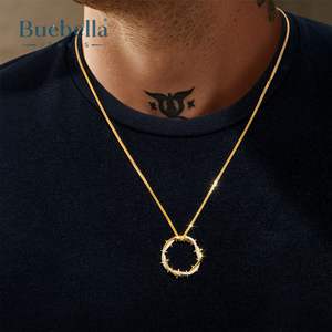 Personalizado grabado 18K chapado en oro 925 Plata corona de espinas colgante collar Hip Hop joyería - Product Image 1