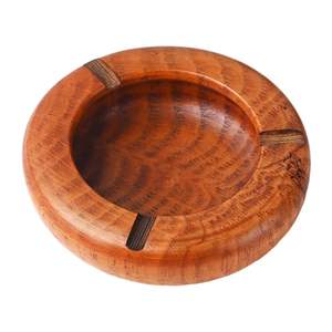 Nouvel arrivage Cendrier rond en bois gravé Couleur marron Boîte à déchets de cigares finie pour accessoires fumeurs Prix réduit - Product Image 3