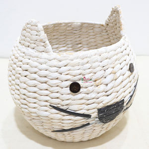 Artex Dong Thap Natural Wicker Animal Shaped Hamper Handwoven <b>Rattan</b> Cat-shaped <b>Storage</b> <b>Basket</b> for Home Decoration & Arrangement - Product Image 5