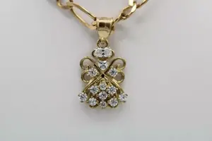 Pendentif en argent 925 plaqué or jaune 14 carats pour femme, magnifique diamant moissanite taille ronde - Product Image 6