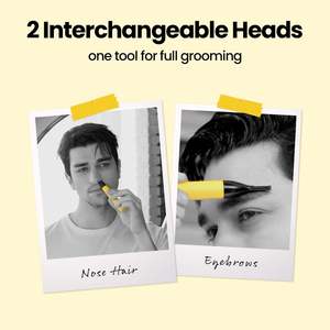 Tondeuse à poils du nez et des sourcils 2-en-1 rechargeable par USB, outil de toilettage haute vitesse en plastique pour hommes, portable, sans tirage, sans usage domestique ni automobile - Product Image 4