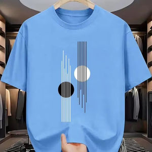 T-shirt à manches courtes pour homme, coupe classique, 100% coton, doux, respirant, séchage rapide, design uni, style décontracté - Product Image 1