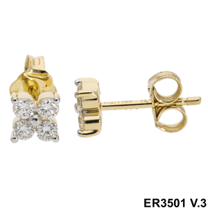Encantadores Pendientes Pequeños de Diamantes Naturales de Corte Brillante de 0.48CTW, Oro Amarillo de 14K con Baño de Rodio, Simétricos, para Mujer - Product Image 2