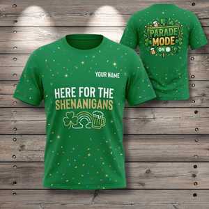 T-Shirt Unisex Personalizzata per San Patrizio, Club dei Scherzi, Grafica Leprechaun, Divertente Quadrifoglio Irlandese Verde, Personalizzabile Promozionale - Product Image 1