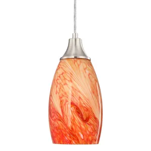 Amber Rood Glas Hanglamp Verstelbaar Lichtsnoer Nikkel Boven Gootsteen Verlichtingsarmaturen