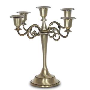 Candelabro de Metal dorado elegante europeo, 3 brazos de 5 o candelabro, soporte de linterna de boda hecho por Acube Industries para uso doméstico - Product Image 2