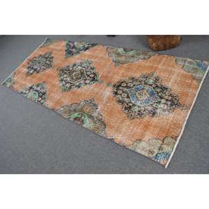 Alfombra de lana verde naranja Vintage 3,6X8,3 pies, diseño clásico de retazos de área grande turco para dormitorio, pasillo rectangular de látex de 4m - Product Image 4