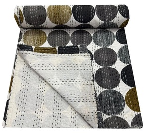 Edredón Kantha indio orgánico hecho a mano con estampado de lunares, colcha de algodón 100%, ropa de cama de invierno, manta para uso doméstico - Product Image 1