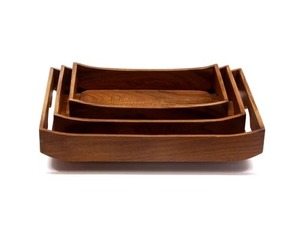 Bandeja de madera cuadrada hecha a mano para servir, plato de madera decorativo para uso en mesa, ideal para fiesta de boda y decoración del hogar - Product Image 2