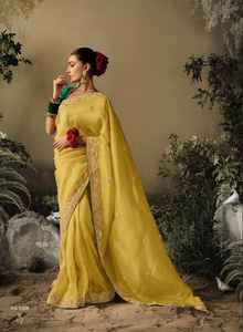 El último diseñador Dola Silk Hand Work Bordado Border Saree por Fab Zone - Product Image 3