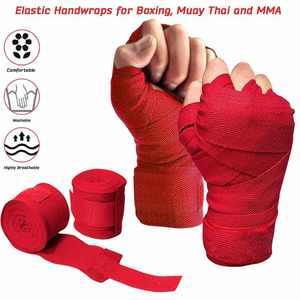 Black <b>Elastic</b> Kickboxing and Boxing Hand Wraps with Thumb Loop MMA <b>Bandages</b> for Muay Thai Protection - Product Image 6