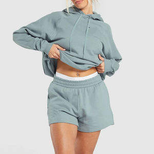 Ensemble sweat à capuche et short pour femme léger et confortable à prix bas En stock Meilleur vendeur Ensemble short deux pièces pour femme - Product Image 4