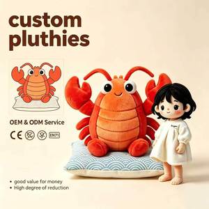 Peluche de crabe de dessin animé en gros OEM, figurine en peluche de homard océanique moelleuse, mascotte pour aquarium et magasin de fruits de mer - Product Image 1