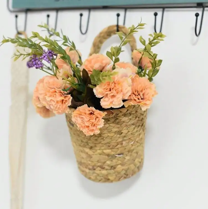 Pattern Wall Basket Baskets Woven Large Green Cotton Square Storage Cube Rattan Fruit Shelf Mini Wicker Mounted Kitchen