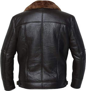 Veste en cuir d'hiver décontractée pour hommes coupe ajustée fermetures à glissière robustes coutures de qualité supérieure durables imperméables respirantes - Product Image 3