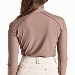 Media cremallera caballo manga larga montar Tops equitación capa Base carreras Show camisa secado rápido ropa Ecuestre para mujeres - Product Image 2