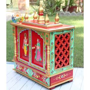 Wooden Hindu Mandir Pooja Wood <b>Temple</b> <b>Home</b> Decorative Item Handmade & Handpainted Spiritual Decorative Wooden Religious Altars - Product Image 2