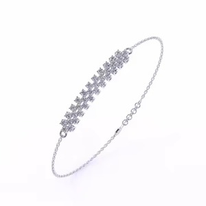 Moissanite Diamond Bracelet Elegant Diamond Accented Bangles en 18K amarillo Rosa pulsera de oro blanco - Product Image 2