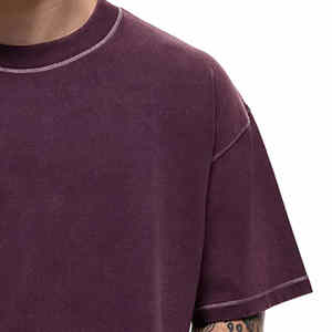 100% algodón ácido lavado hombres camiseta más vendidos hombres 250gsm peso pesado diseño personalizable de gran tamaño Fit hombres Vintage camisetas - Product Image 5