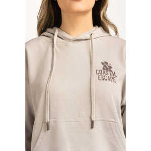 Conjunto de Sudadera Corta Transpirable de Seda Mezclada para Mujer con Capucha y Bordado Técnico, y Pantalones Cómodos WM-POH-WS24-041 - Product Image 4