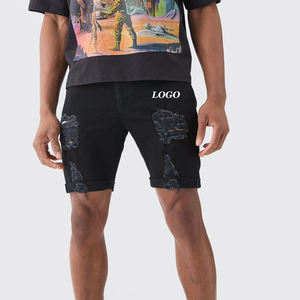 Classic And Relaxed Fit Button Closure Casual <b>Men</b> <b>Skinny</b> Stretch Ripped Denim <b>Shorts</b> Casual Wear Comfortable Fit And Breathable - Product Image 1