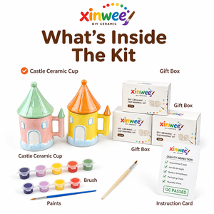 <span class=keywords><strong>Kit</strong></span> de Tazas de Cerámica para Pintar, Juego de Manualidades Educativas para Niños, Diseño de Castillo de Cuento de Hadas, Regalo Navideño - Product Image 2