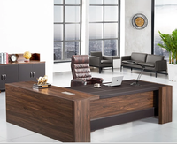 Escritorio ejecutivo de lujo moderno, muebles de negocios de madera en forma de L con cajones y estantes, muebles de oficina modulares
