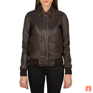 Venta al por mayor señoras chaqueta de cuero de oveja auténtica señoras recortada estilo bombardero moda Primavera chaqueta de cuero auténtico mujeres OEM - Product Image 1
