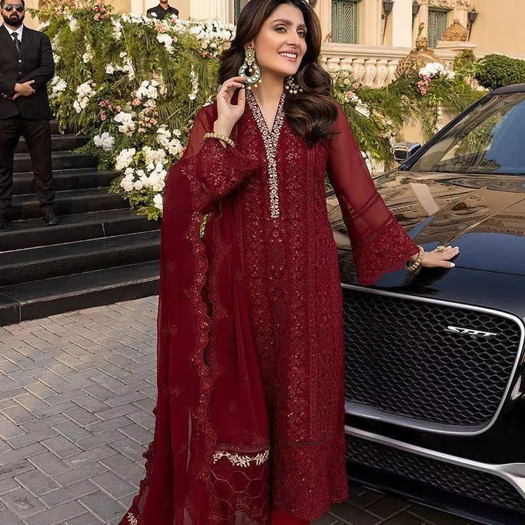 Red Pakistani Dresses - Elegant Embroidered Bridal Wear Red Pakistani Dresses - Elegant Embroidered Bridal Wear