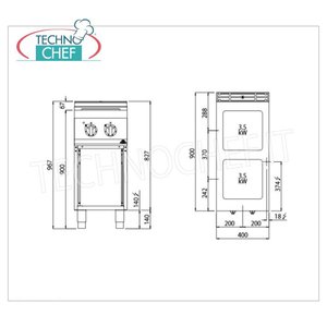 Cocina eléctrica de 2 placas con gabinete abierto - Product Image 2