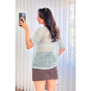 Blusa Verde Menta con Adornos de Lentejuelas al por Mayor - Verde Menta - Product Image 5