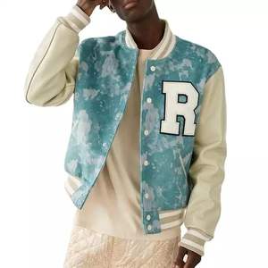 Venta al por mayor Unisex Patchwork Varsity Letterman chaquetas impresión personalizada bordado mangas de cuero Varsity chaqueta fabricación - Product Image 6