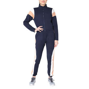 Ensemble de survêtement d'hiver solide 2 pièces pour femmes 100% Polyester respirant taille haute fermeture à glissière - Product Image 2