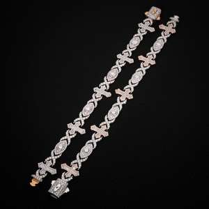 Bracelet croix en diamant Moissanite bicolore à la mode en argent sterling 925 finition or rose cadeau bijoux fins - Product Image 2